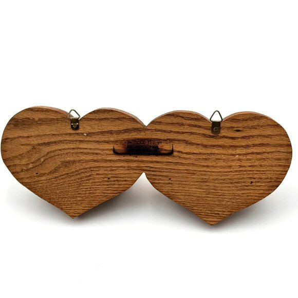 Vintage Double Heart Wall Shelf Display Countrycore Rustic Farmhouse Oak - Picture 4 of 5